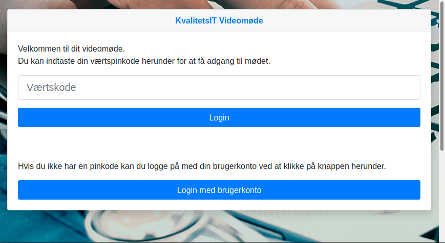 Landingpage for mødevært